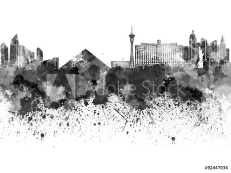 Picture of Las Vegas skyline in black watercolor